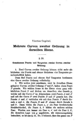 Viertes Capitel. Mehrere Curven zweiter Ordnung in derselben Ebene.