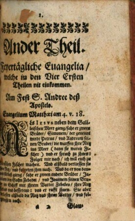 Leben Iesu Christi : Auß Den Heyligen vier Euangeliste[n], mit Glaubens, vnd Lebens-Lehren, auch liebreichen Tröstungen, vnd sonderbaren Gebetten, bestes fleisses erklärt, ..., 5[,2]. Der Fünffte Theil, in welchem die vbrige Sontägliche, vnd Feyertägliche Euangelia begriffen seynd, die man in der Kirchen liset, aber in den Vier vorgehenden Theilen nit seynd einkommen