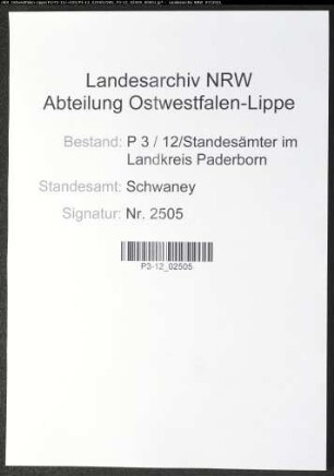 Sterberegister Standesamt Schwaney