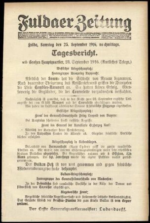 Ausgabe vom Samstag, den 23. September 1916.