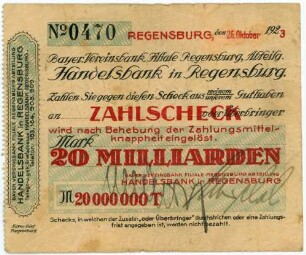Geldschein / Notgeld, 20 Milliarden Mark, 26.10.1923
