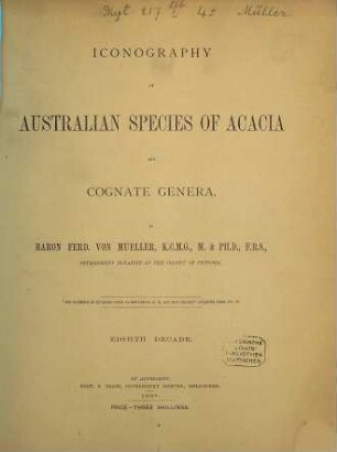 Iconography of Australian species of Acacia and Cognate genera, 8