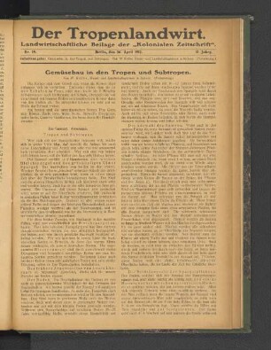 Nr. 19. Berlin, den 26. April 1912. 1. Jahrgang.