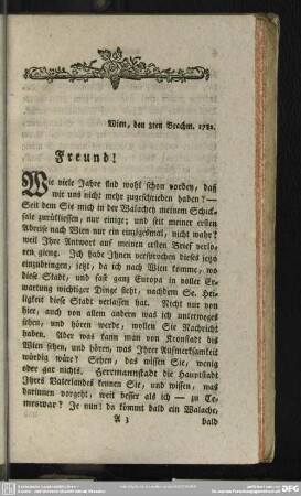 Wien, den 3ten Brachm. 1782. Freund!