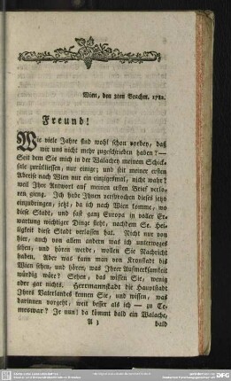 Wien, den 3ten Brachm. 1782. Freund!