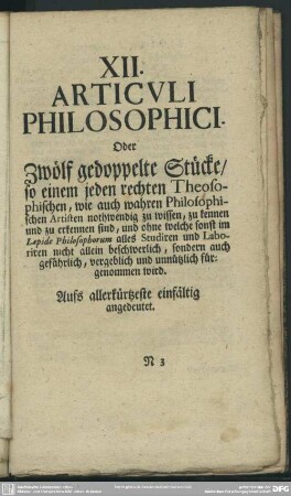 XII. Articuli Philosophici