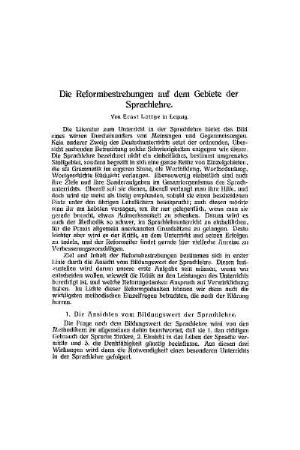 Die Reformbestrebungen auf dem Gebiete der Sprachlehre