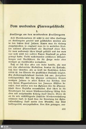 Vom werdenden Pfarrergeschlecht