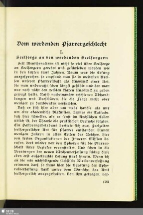 Vom werdenden Pfarrergeschlecht