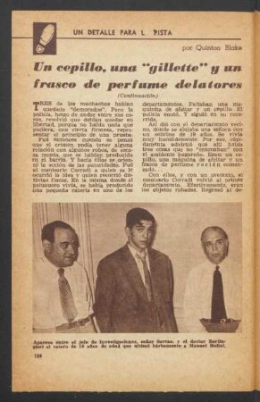 Un cepillo, una "gillette" y un frasco de perfume delatores - (Continuación) : Un detalle para la pista