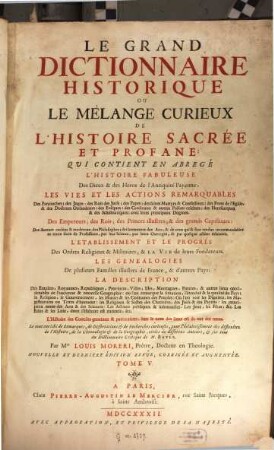 Le Grand Dictionaire Historique Ou Le Mélange Curieux De L'Histoire Sacrée Et Profane, 5. MI - R