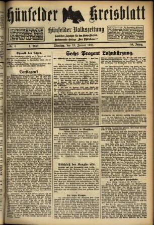 Erste Ausgabe vom Dienstag, den 13. Januar 1931.