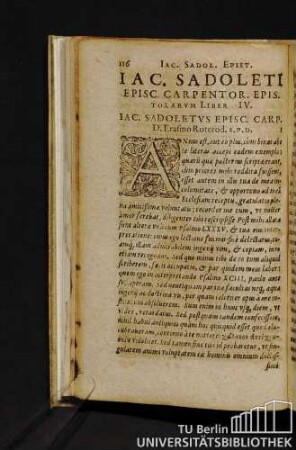 Iac. Sadoleti Episc. Carpentor. Epistolarum Liber IV. Iac. Sadoletus Episc. Carp. D. Erasmo Roterod. S.P.D.