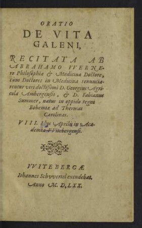 Oratio de vita Galeni