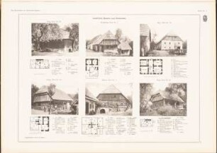 Ländliche Bauten, Gottschee: Grundrisse, Ansichten (aus: Das Bauernhaus in Österreich-Ungarn, hrsg.v. Ingenieur- und Architektenverein, 1906)