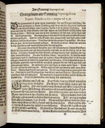 Evangelium am Sonntag Septuagesimæ.