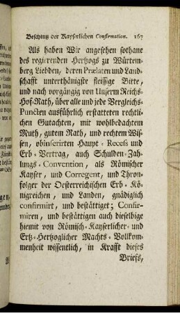 Beschluß der Kayserlichen Confirmation.