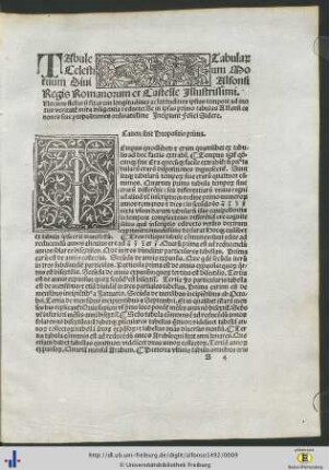 Tabule Tabularum Celestium Motuum Divi Alfonsi Regis Romanorum et Castelle Illustrissimi.