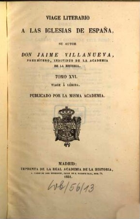 Viage literario a las iglesias de España, 16. Viage á Lérida