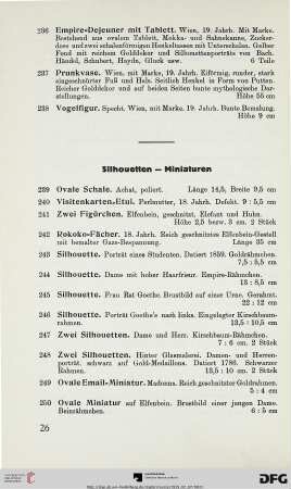 Silhouetten – Miniaturen (Nr. 239-257)
