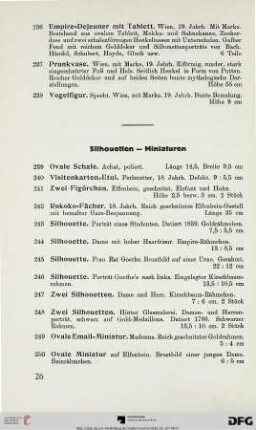 Silhouetten – Miniaturen (Nr. 239-257)
