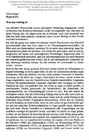 Was mir wichtig ist