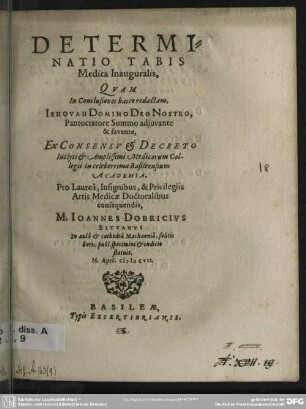Determinatio tabis medica inauguralis