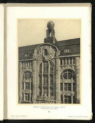 Teilansicht vom Warenhaus Herm. Tietz in Stuttgart. Außenansicht.