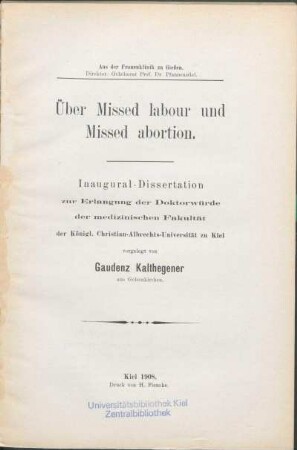 Über Missed labour und Missed abortion