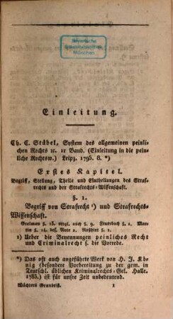 Lehrbuch des römisch-teutschen Strafrechts, 1. Enthaltend die Einleitung und den allgemeinen Theil