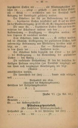 Muster VI. (Zu Art. 43)