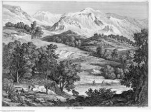 J.A. Koch, Malerische Ansichten aus Rom und seiner Umgebung, o.O.u.J (Titel fingiert), 20 Bl., "La Cervera"; (Taf. 9)