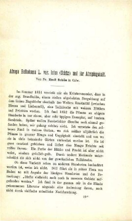 Atropa Belladonna L. var. lutea (Schüz) und ihr Atropingehalt