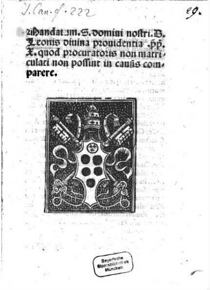 Mandatum S. domini nostri D. Leonis divina providentia pp. X. quod procuratoris non matriculari non possint in causis comparere