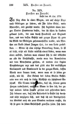 No. XIX. Forster an Jacobi