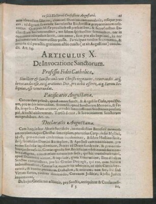 Articulus X. De Invocatione Sanctorum.