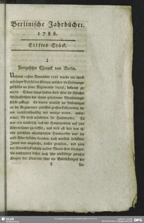 I. Fortgesetzte Chronik von Berlin