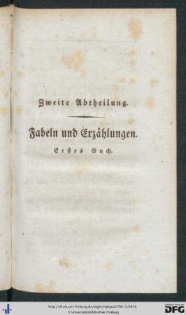 Zweite Abtheilung. Fabeln und Erzählungen.