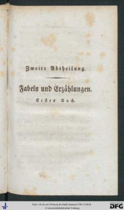 Zweite Abtheilung. Fabeln und Erzählungen.