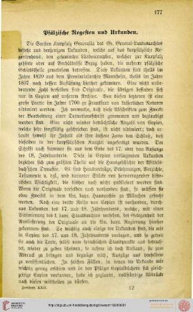 Pfälzische Regesten und Urkunden (ZGO 22-23) : (aus: Zeitschrift für die Geschichte des Oberrheins, 22.1869 / 23.1871)