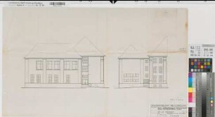 Recklinghausen (Recklinghausen) Staatliches Aufbaugymnasium Umbau und Erweiterung des Altbaus Ost- und Nordansicht 1961 1 : 100 50 x 85 Pause Staatshochbauamt Recklinghausen Regierung Münster Nr. 34121
