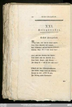 XXI. Kriegslieder. Erstes Kriegslied.