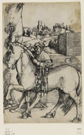Stallknecht mit einem Pferd