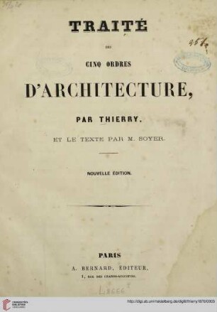 Traité Des Cinq Ordres D'Architecture