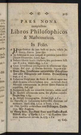 303-324, Pars Nona complectens Libros Philosophicos & Mathematicos