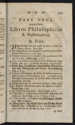 303-324, Pars Nona complectens Libros Philosophicos & Mathematicos