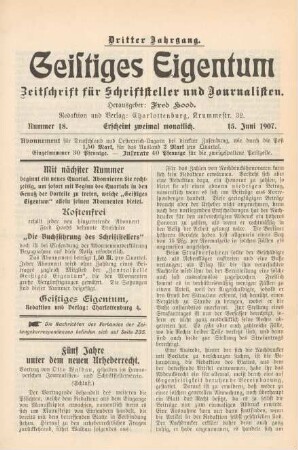 Nummer 18 (15. Juni 1907)