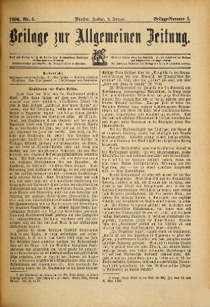 Allgemeine Zeitung. Beilage zur Allgemeinen Zeitung. 1894,1/3