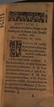 Ivris, Qvo Vtimvr Epitome Secvndvm Ordinem Institvtionvm Imperialium digesta, Et In XXX. disputationes tributa
