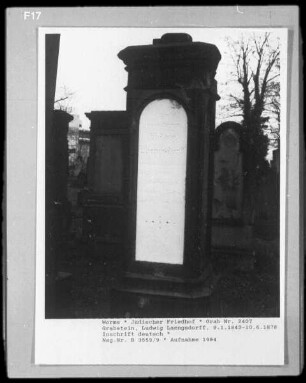 Grabstein von Ludwig Laengsdorff (+ 1878.06.10)